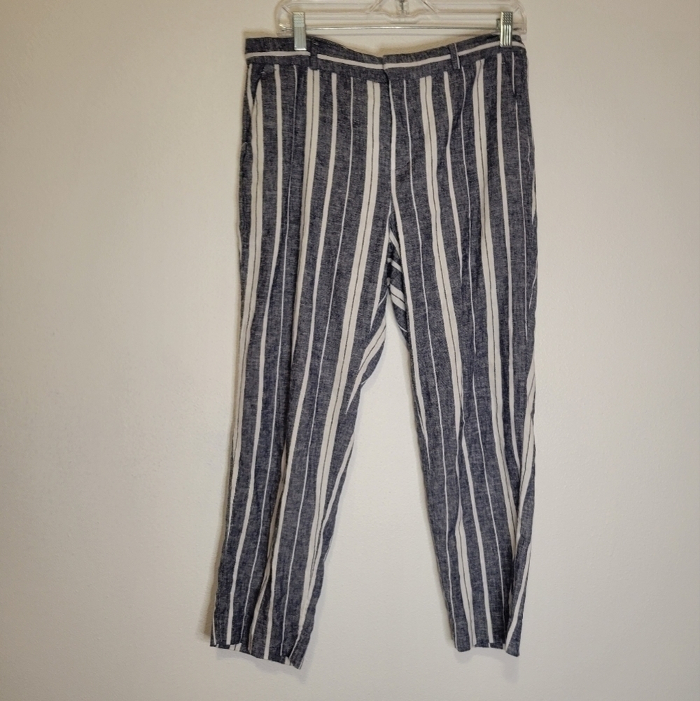Banana republic Averysize 10 linen blend blue/white stripes pants